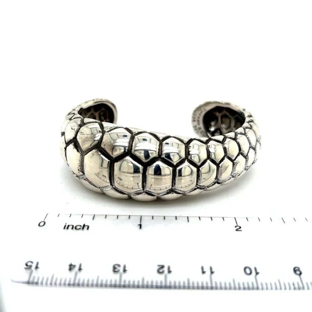 Tiffany & Co Bangle Bracelet 7.5" Medium Beehive Design Sterling Silver TIF885 - Picture 7 of 7